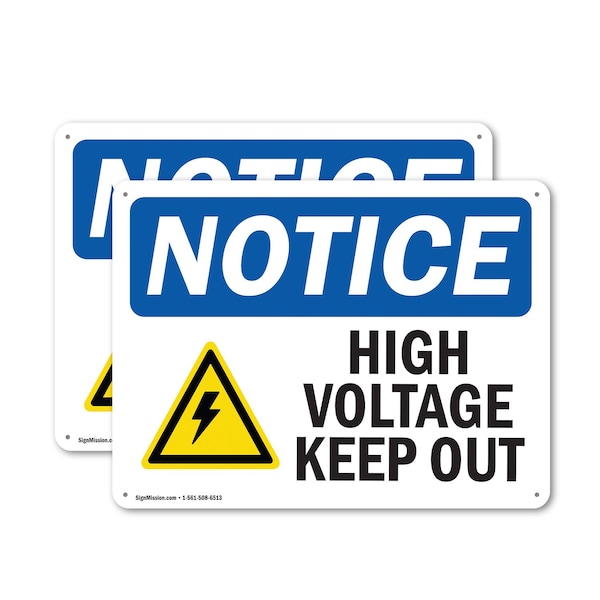 Signmission High Voltage Keep Out OSHA Notice Sign, Plastic, 10in W x 7in L, 2PK OS-2PACK-NS-P-710-L-13508 - main
